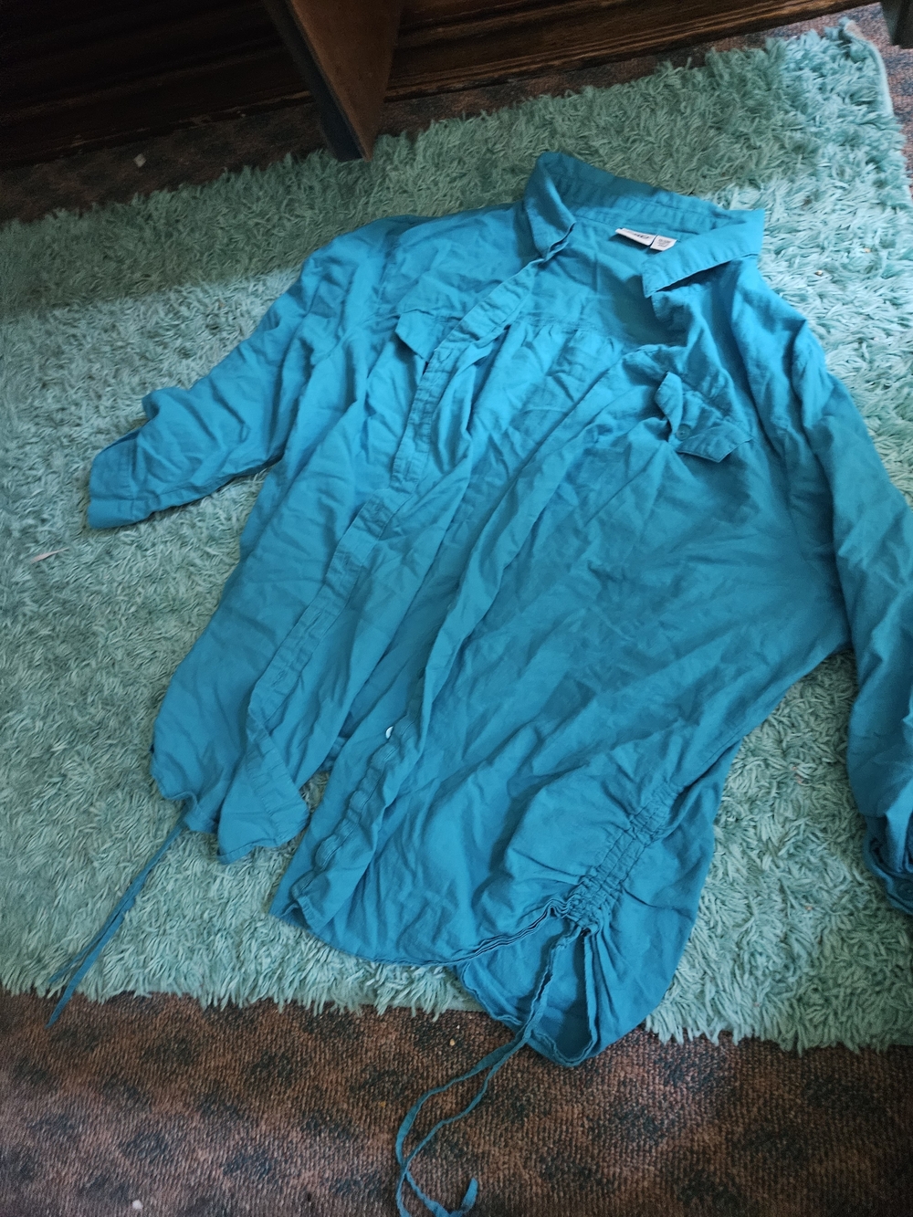 Teal Button-Up Shirt - Casual Long Sleeve